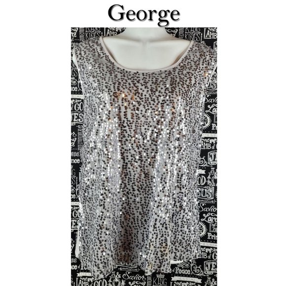 George Sequins Sleeveless Shirt Size XL 16-18